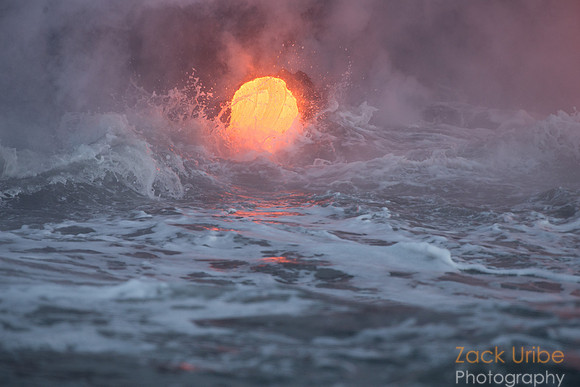 Lava tube at water's edge
