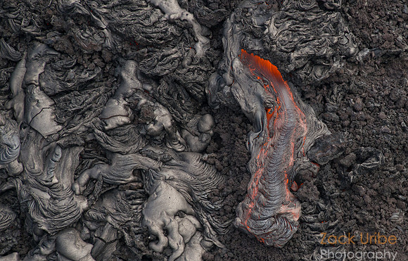 Lava flowing down the Pali