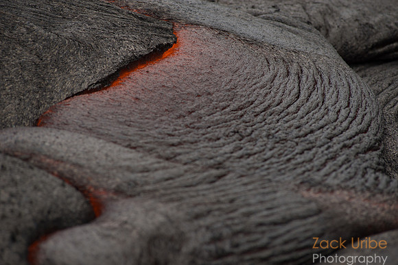 Molten lava cooling to a crust