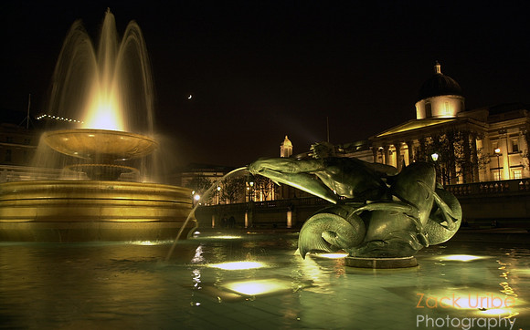 Trafalgar Square Fountains at Night